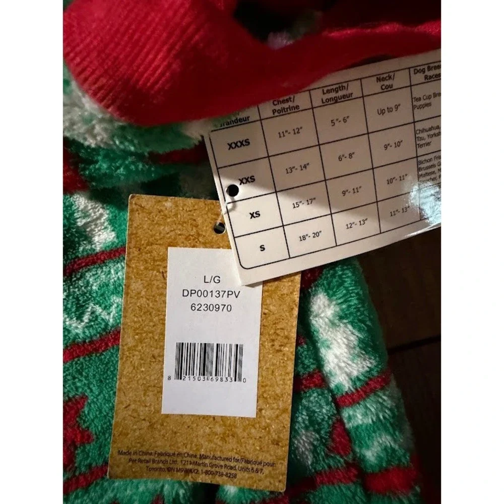 Tis the Season Dog Pajamas Large Green Red Fair Isle Fleece Holiday Pet Clothes